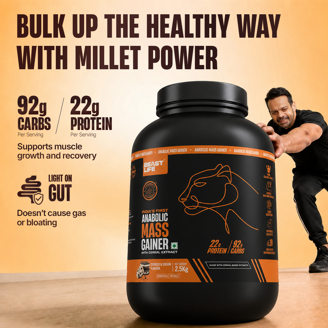 Anabolic Mass Gainer with Ultrasorb Tech | No Maltodextrin | Cookies & Cream | 2.5 kg