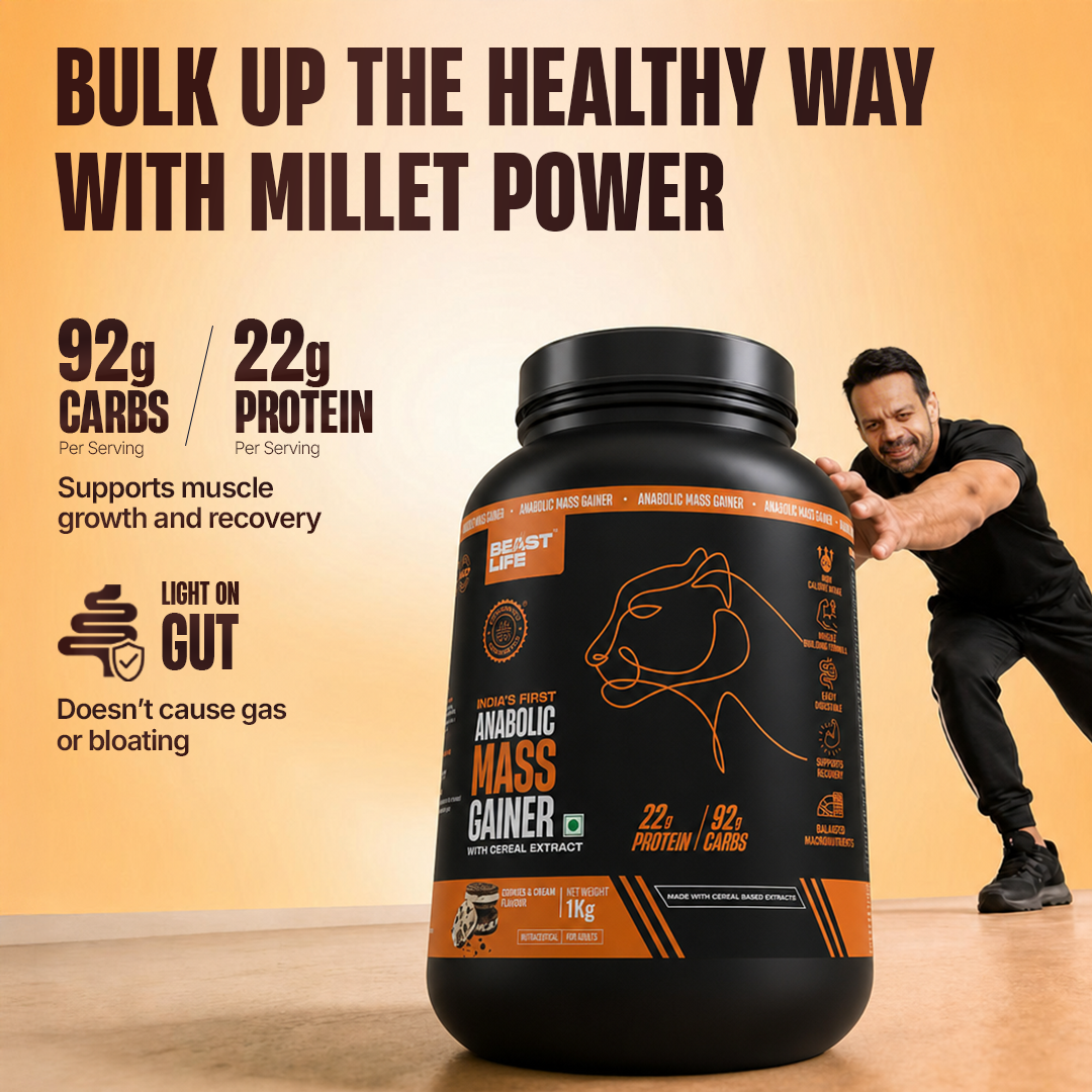 Anabolic Mass Gainer with Ultrasorb Tech | No Maltodextrin | Cookies & Cream | 1 kg