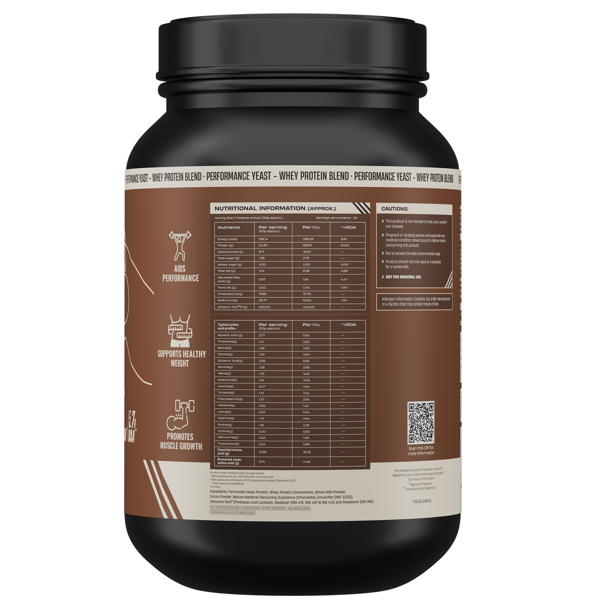 Performance Yeast Whey Protein Blend | Chocolate | 1kg
