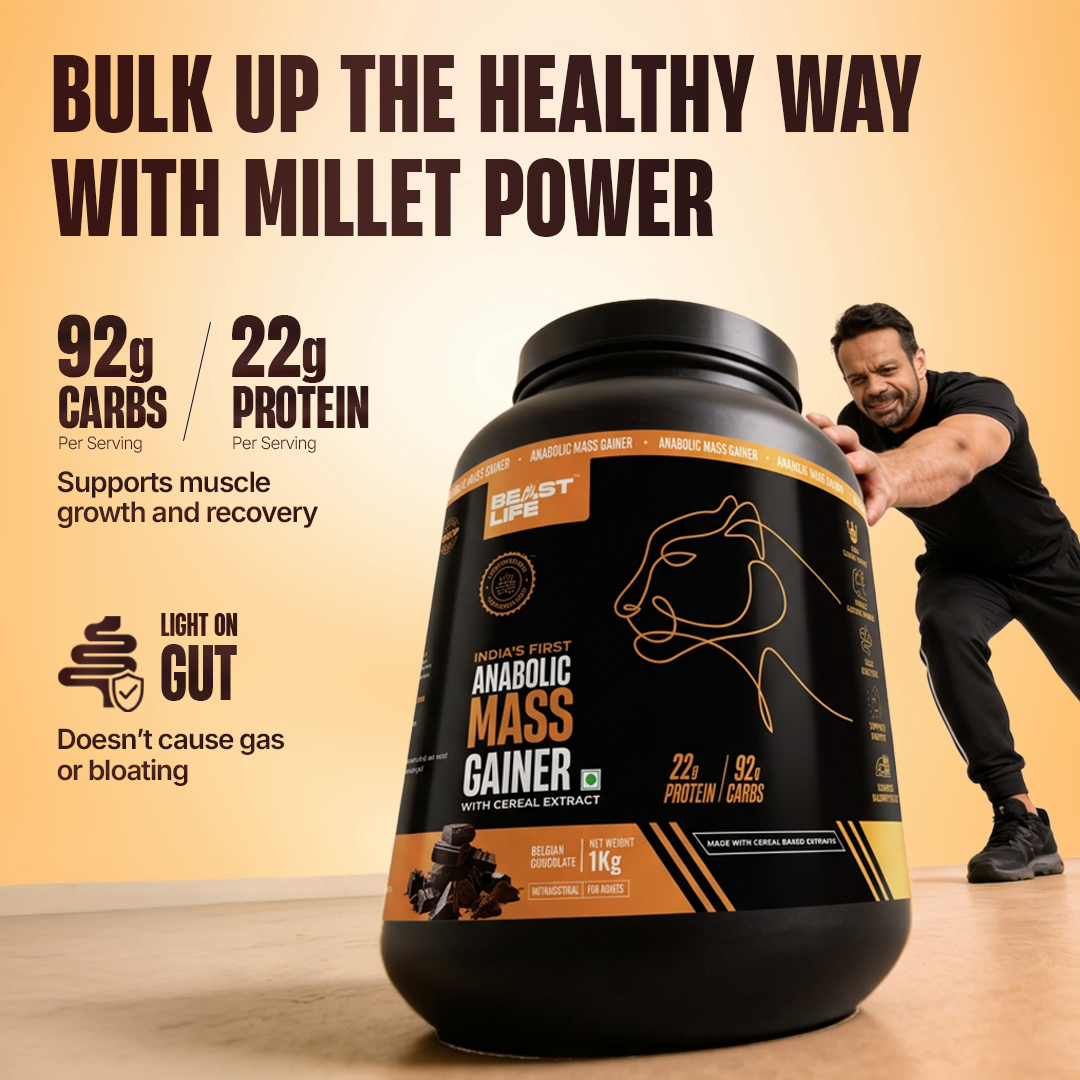 Anabolic Mass Gainer with Ultrasorb Tech | No Maltodextrin | Belgian Chocolate | 1 kg
