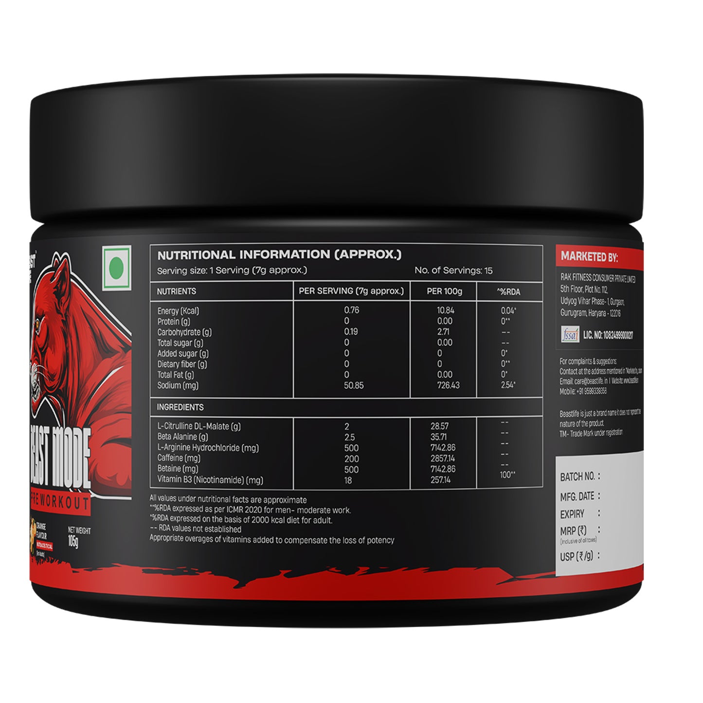 PRE WORKOUT ORANGE 105g