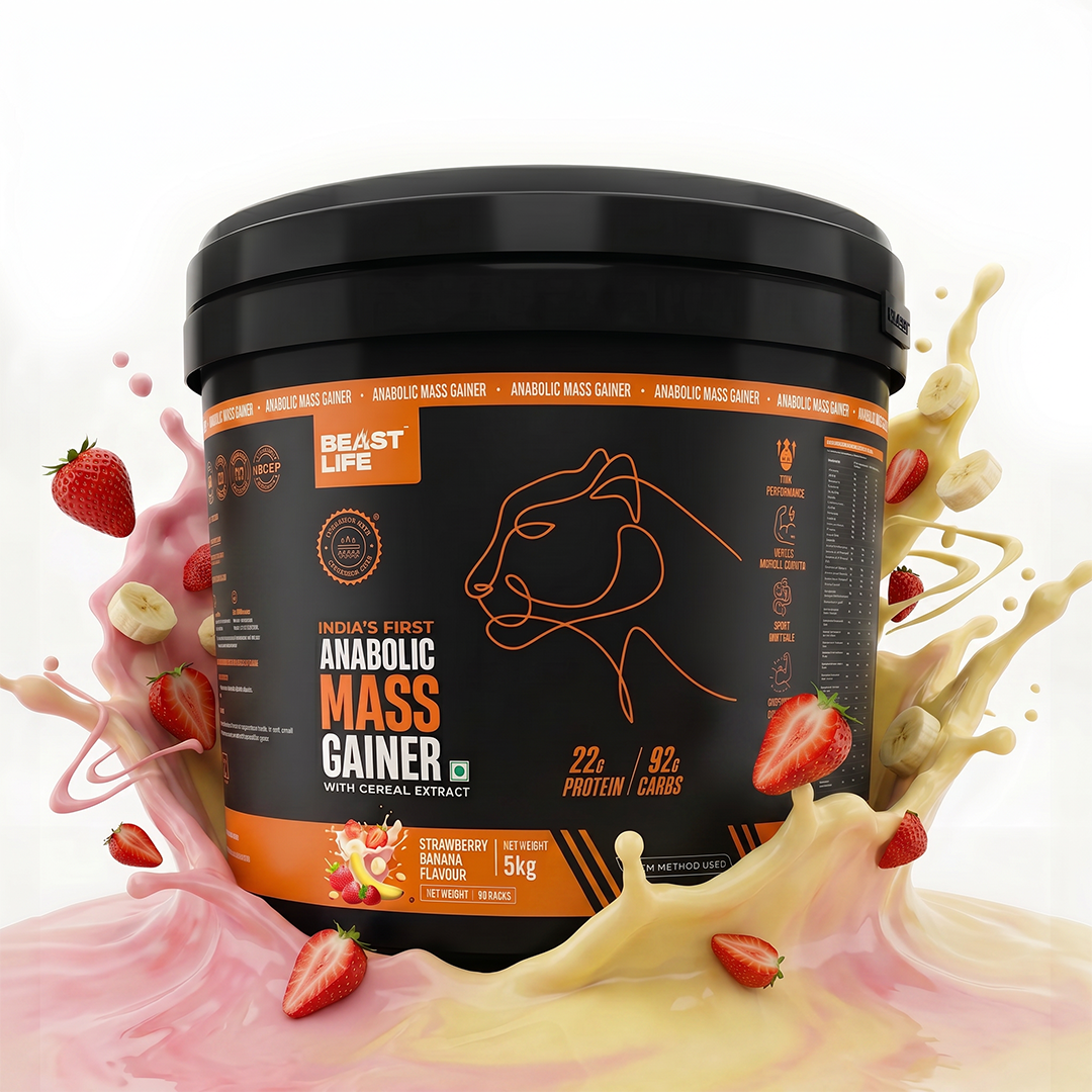 Anabolic Mass Gainer with Ultrasorb Tech | No Maltodextrin | Strawberry Banana | 5 kg