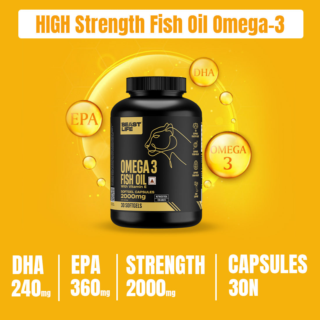 High Strength 2000mg Fish Oil with Vitamin E