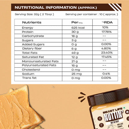 Natural Peanut Butter Crunchy (100% Peanuts, No Palm oil)  | 350gm