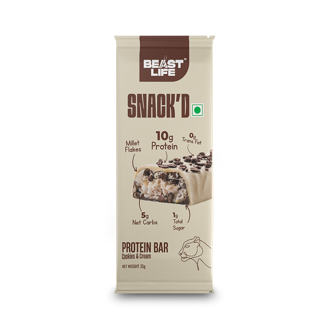 High Protein Bar (10 gm Protein) | Cookies & Cream | Pack of 5