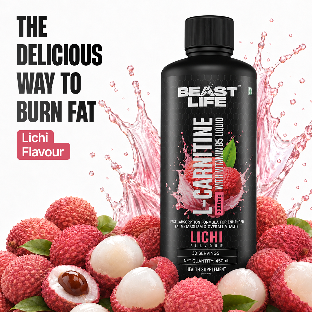 L-Carnitine with Vitamin B5 3300 mg | Triple Strength Formula | Litchi | 450 ml