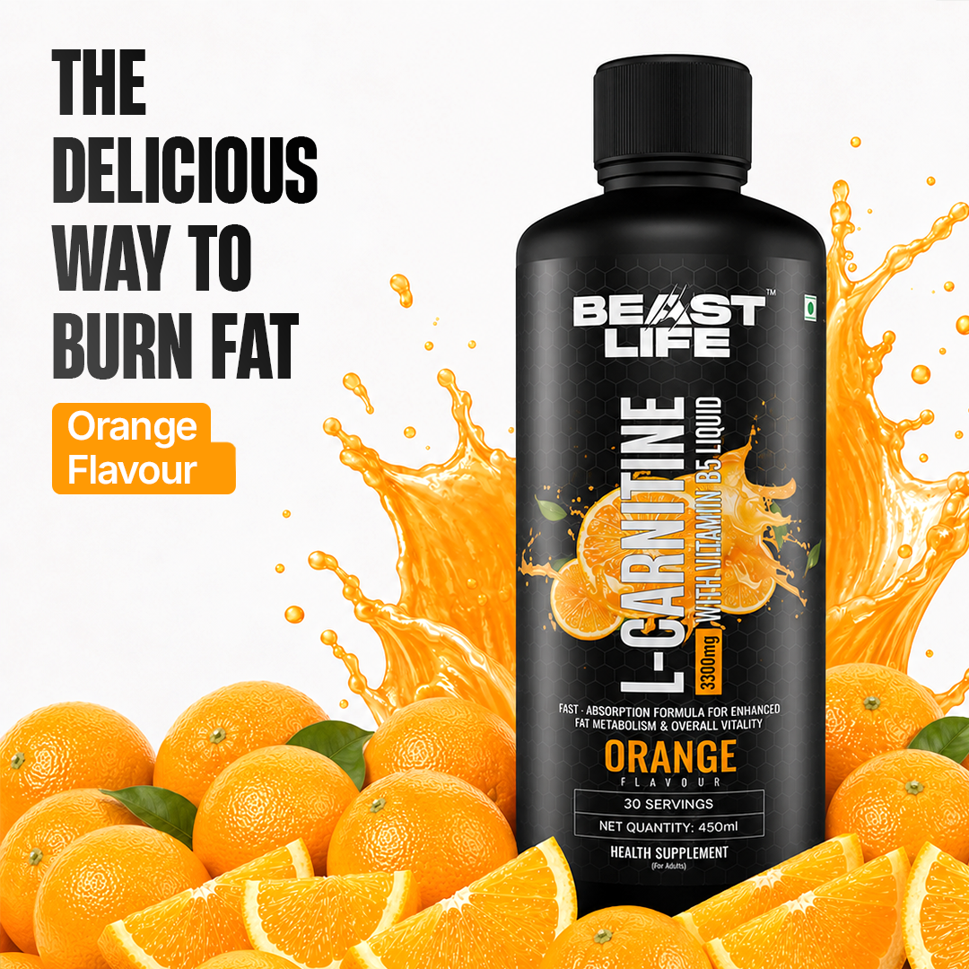 L-Carnitine with Vitamin B5 3300 mg | Triple Strength Formula | Orange | 450 ml