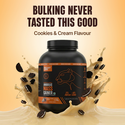 Anabolic Mass Gainer with Ultrasorb Tech | No Maltodextrin | Cookies & Cream | 2.5 kg