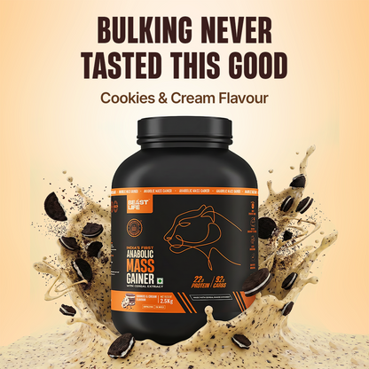 Anabolic Mass Gainer with Ultrasorb Tech | No Maltodextrin | Cookies & Cream | 2.5 kg