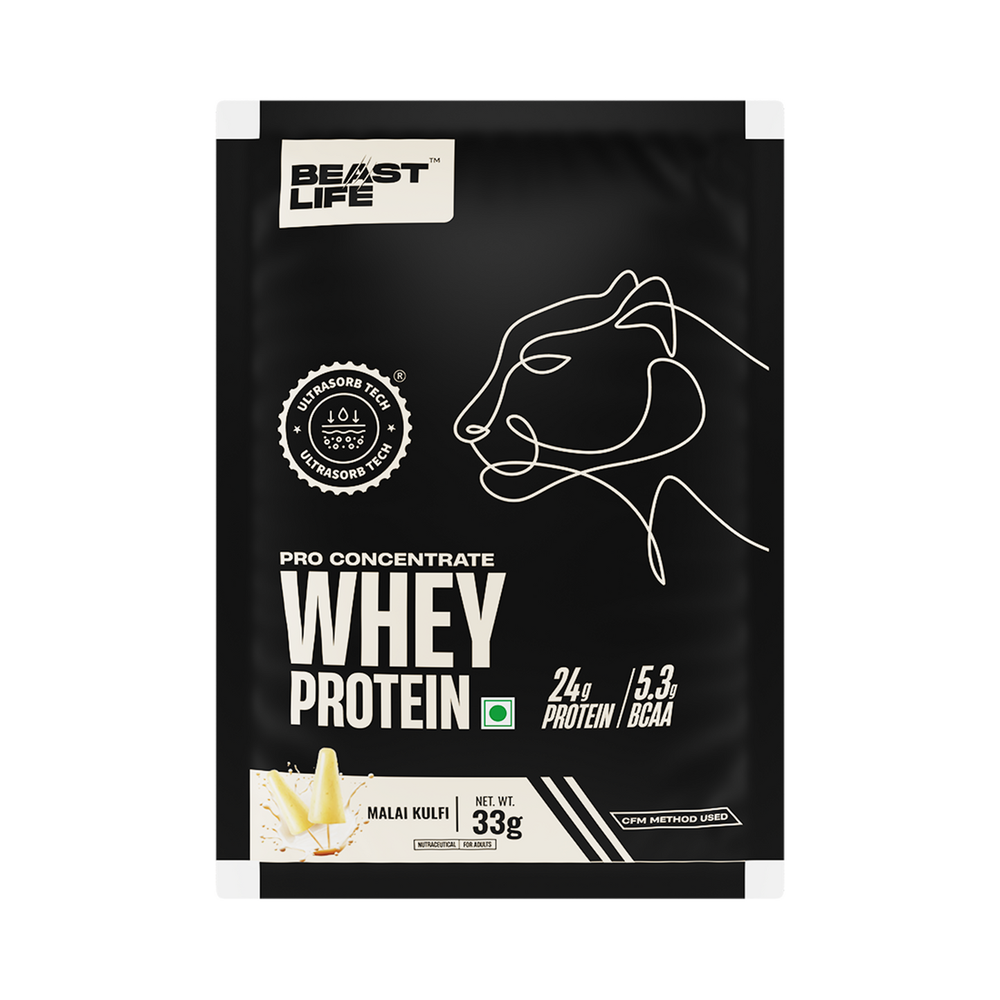 Pro Concentrate Whey Protein Malai Kulfi  (Pack of 5 Sachets) (165g)
