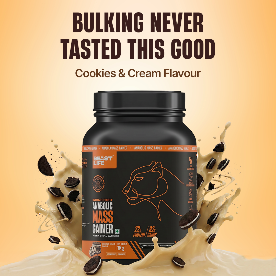 Anabolic Mass Gainer with Ultrasorb Tech | No Maltodextrin | Cookies & Cream | 1 kg