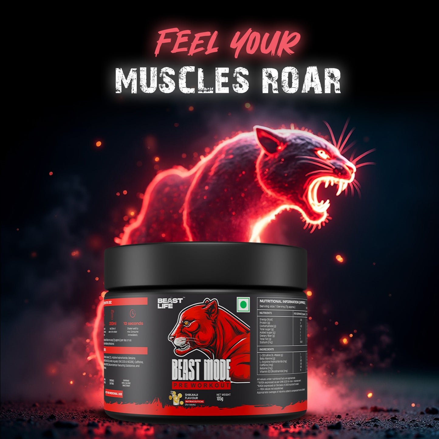 Beast mode Pre Workout Shikanji 105g