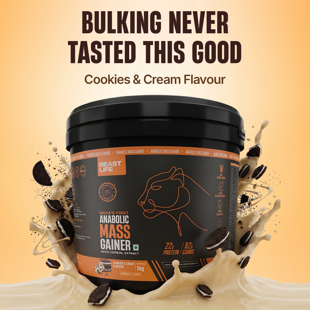 Anabolic Mass Gainer with Ultrasorb Tech | No Maltodextrin | Cookies & Cream | 5 kg