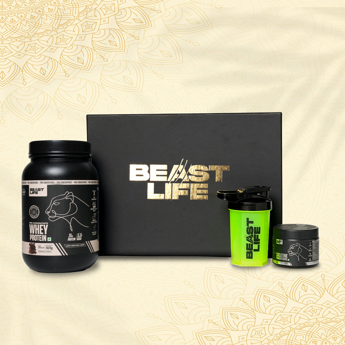 Beast Pro Gift Box - Pro Whey Protein Rich Chocolate 924G + Creatine 100G + Free Shaker