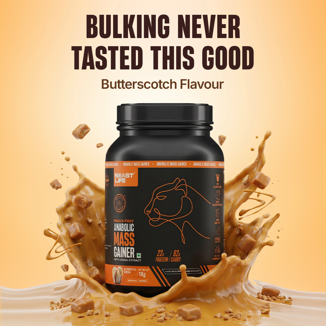 Anabolic Mass Gainer with Ultrasorb Tech | No Maltodextrin | Butterscotch | 1 kg