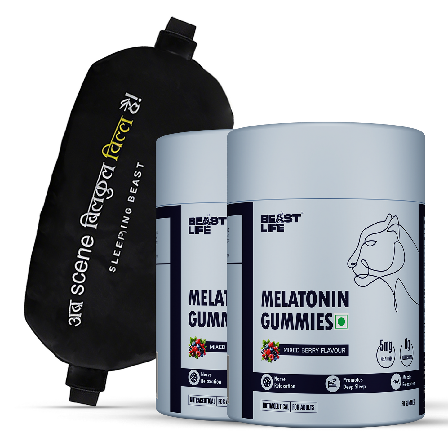 Sleep Support Combo | Melatonin Gummies (Mixed Berries) 60N + Eye Mask