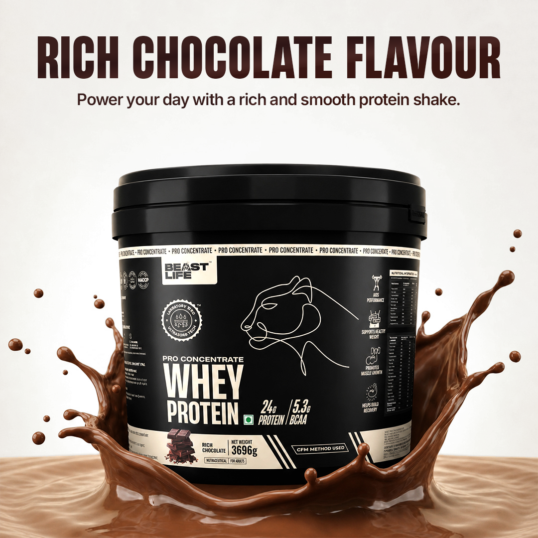 Pro Concentrate Whey Protein with Ultrasorb Tech | Rich Chocolate | Free Gym Bag and Shaker | 3.696 kg