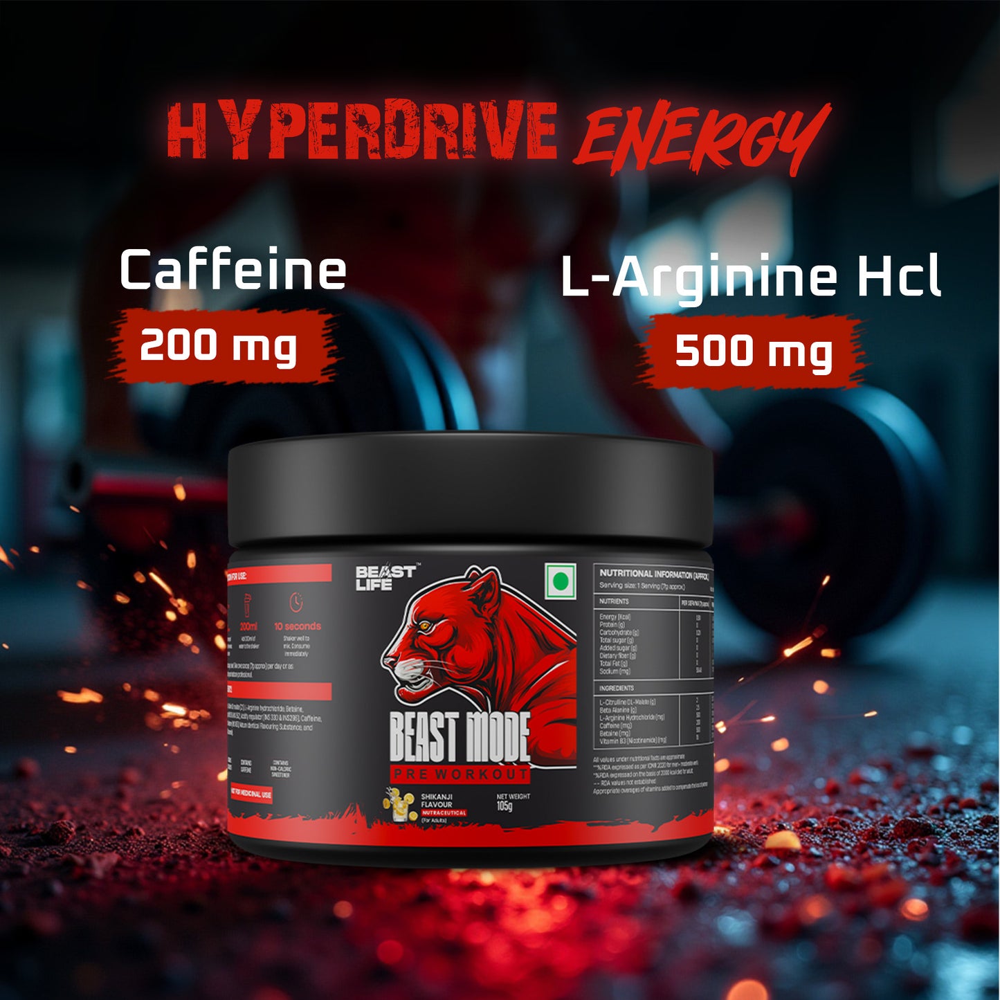 Beast mode Pre Workout Shikanji 105g