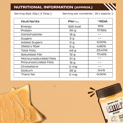 Natural Peanut Butter Crunchy (100% Peanuts, No Palm oil) | 800gm