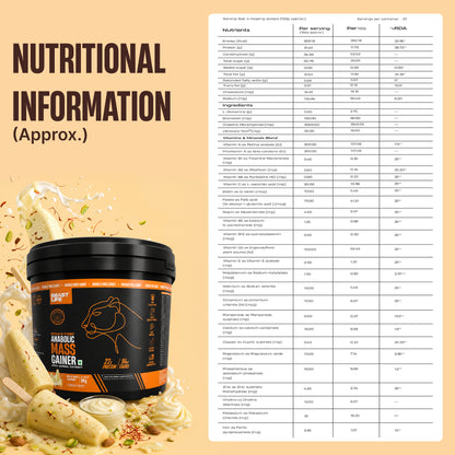 Anabolic Mass Gainer with Ultrasorb Tech | No Maltodextrin | Malai Kulfi | 5 kg