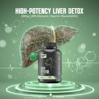 Liver Detox Supplement with Milk Thistle Extract 500mg | Added Multivitamins & Amino Acid with Natural Detoxification Formula | Liver Support Supplement (30 Veg Tablets)