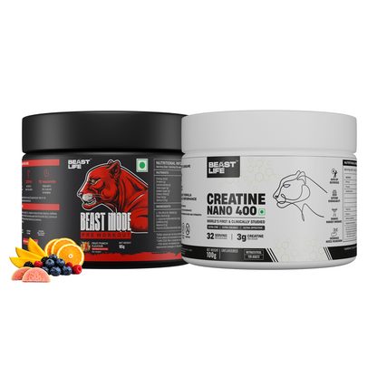 Combo pack | Creatine Nano 400 | Unflavoured | 100 g + Preworkout | Fruit Punch | 105 g