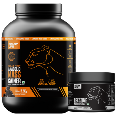 Anabolic Mass gainer 2.5kg (Belgian Chocolate) + Creatine monohydrate Unflavoured 100g