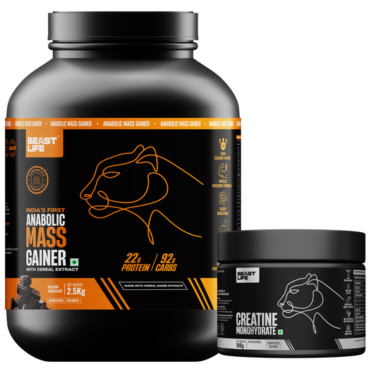 Anabolic Mass gainer 2.5kg (Belgian Chocolate) + Creatine monohydrate Unflavoured 100g