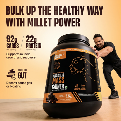 Anabolic Mass Gainer with Ultrasorb Tech | No Maltodextrin | Belgian Chocolate | 2.5 kg