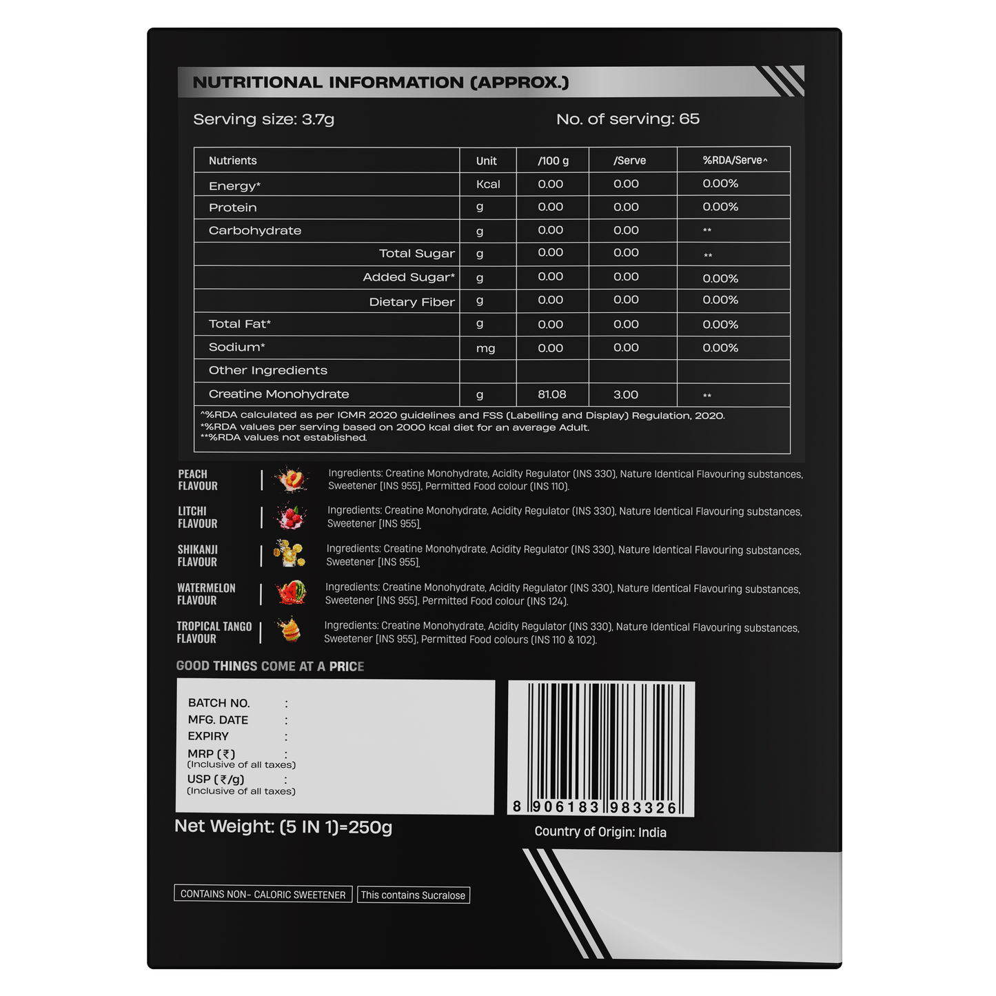 Creatine Monohydrate Assorted Pack of 5
