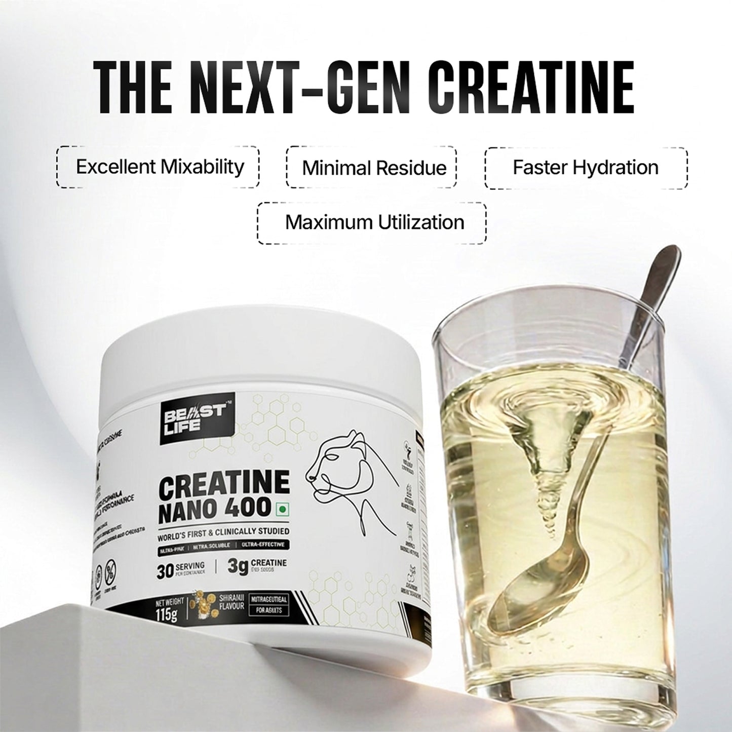 Combo pack | Creatine Nano 400 | Shikanji | 115 g + Performance Protein | Chocolate | 1 kg