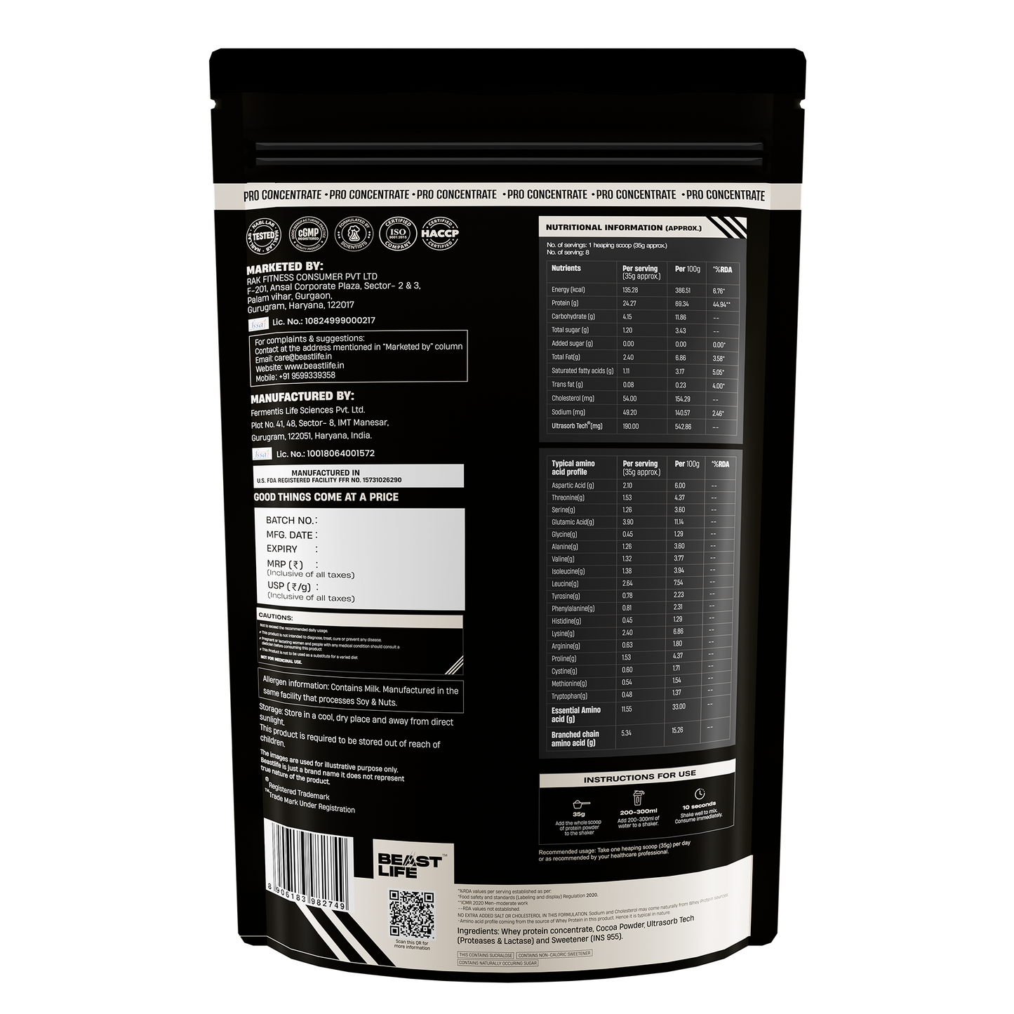 Pro concentrate Whey Protein (Rich Chocolate) 300g