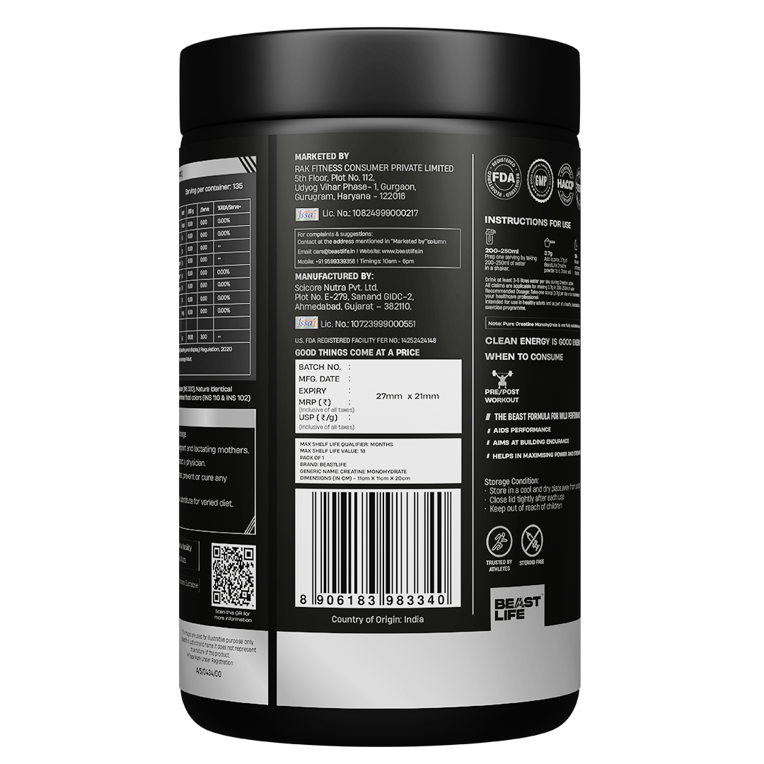 BeastLife Valentine’s Limited Couple Combo | Bold Shaker Red 500ML + Creatine Monohydrate Tropical Tango 500g