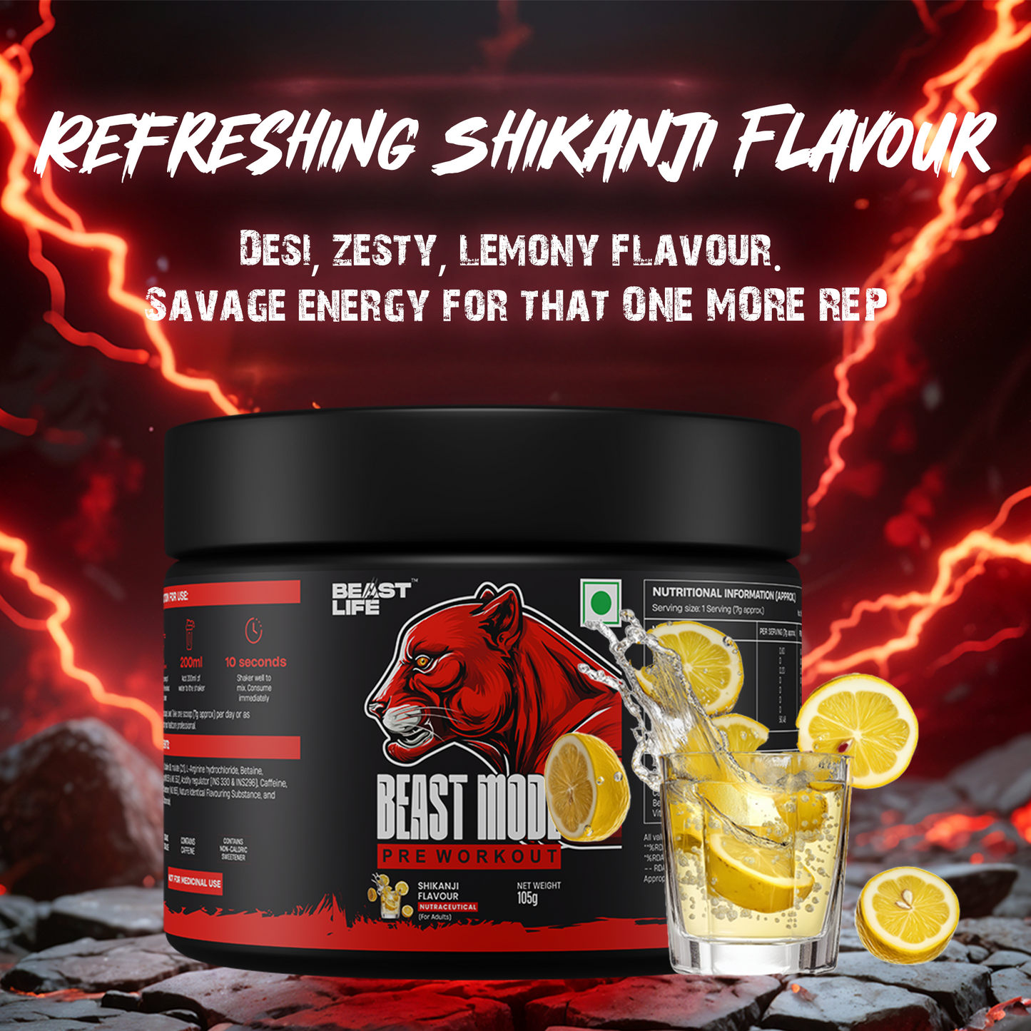 Beast mode Pre Workout Shikanji 105g