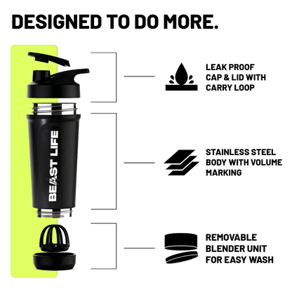 STEEL SHAKER with WHISK BALL 750ML