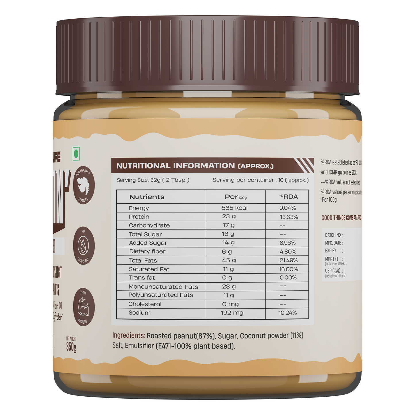 Beastlife Peanut Butter Crunchy Coconut 350g