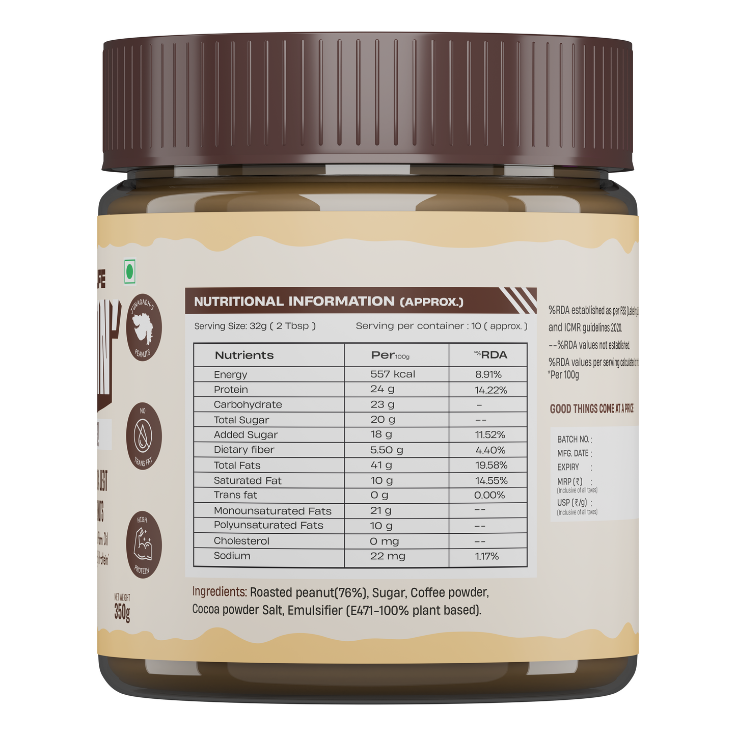 Beastlife Peanut Butter Crunchy Coffee 350g