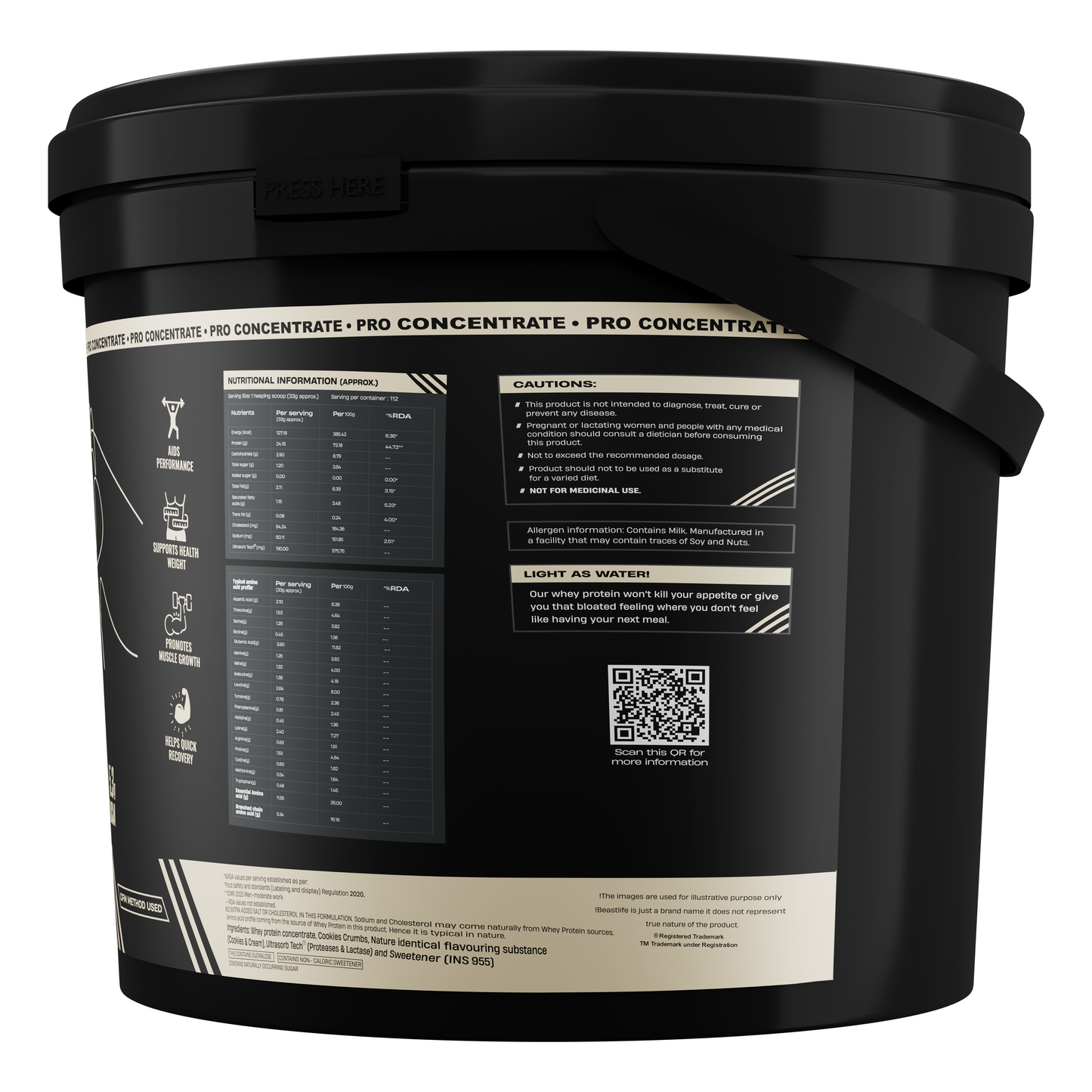 Pro Concentrate Whey Protein Cookies & Cream 3696g