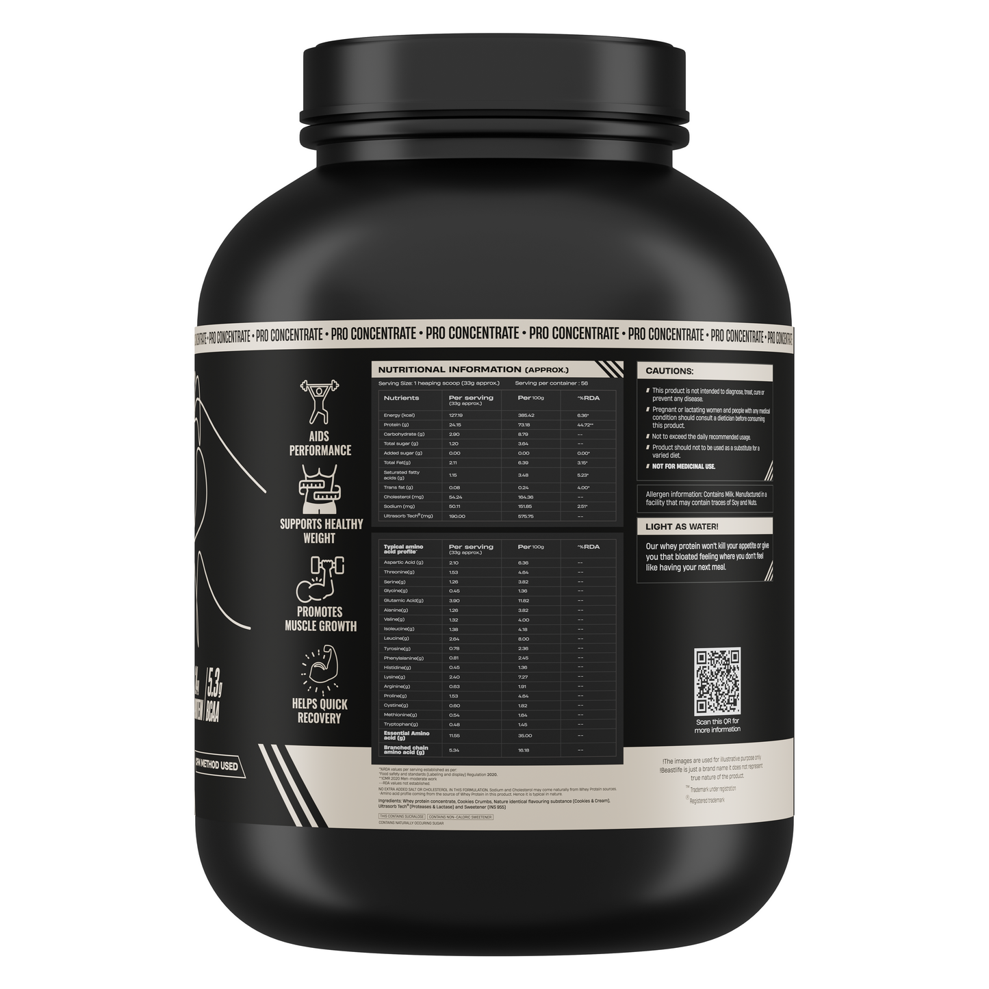 Pro Concentrate Whey Protein Cookies & Cream 1848g