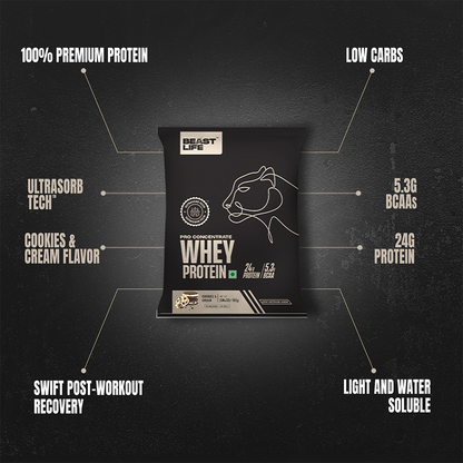 Pro Whey Protein Cookies & Cream Travel (Pack of 5) sachets