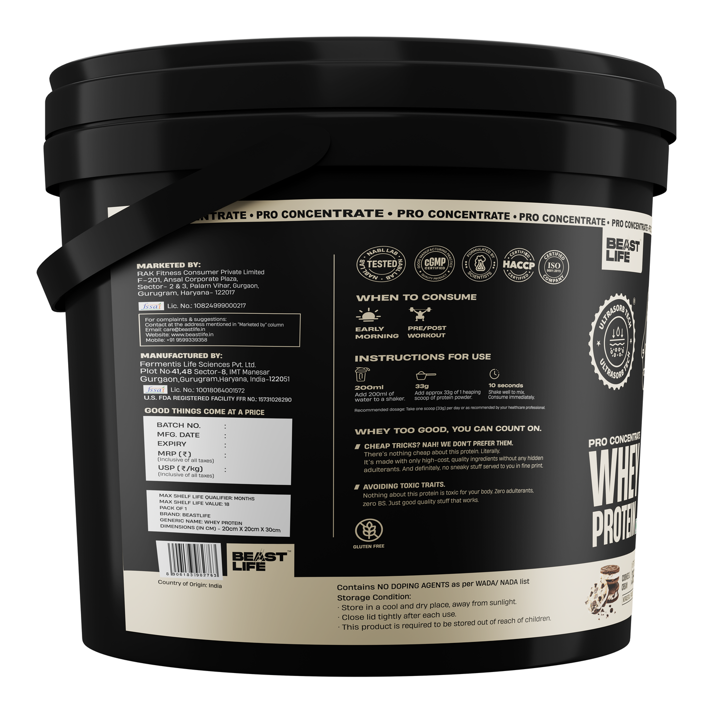 Pro Concentrate Whey Protein Cookies & Cream 3696g