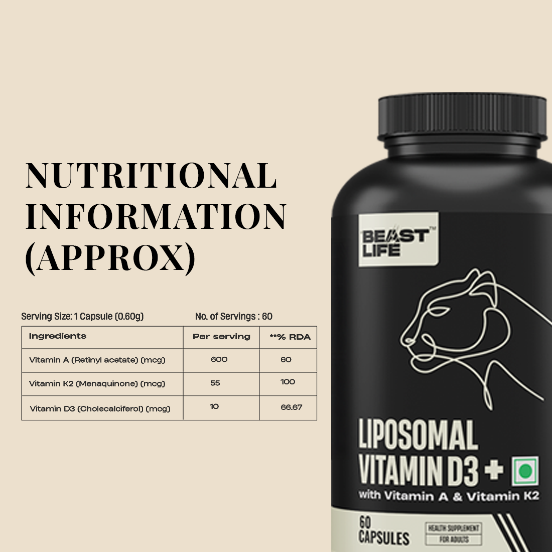 LIPOSOMAL VITAMIN D3 CAPSULES 60N