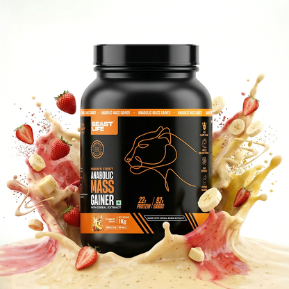 Anabolic Mass Gainer with Ultrasorb Tech | No Maltodextrin | Strawberry Banana | 1 kg