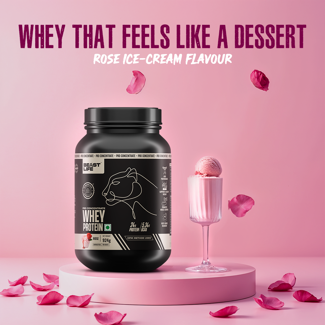 Rose Pro Concentrate Whey Protein with Ultrasorb Tech | 924gm