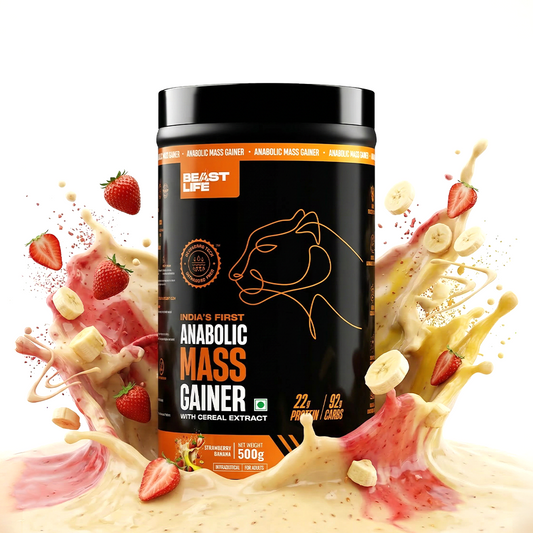 Anabolic Mass Gainer with Ultrasorb Tech | No Maltodextrin | Strawberry Banana | 500 g