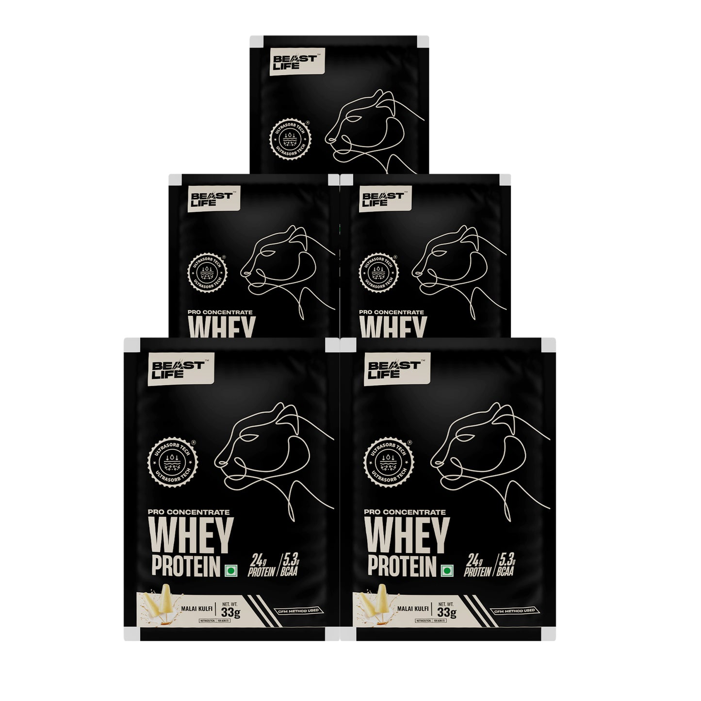 Pro Concentrate Whey Protein Malai Kulfi  (Pack of 5 Sachets) (165g)