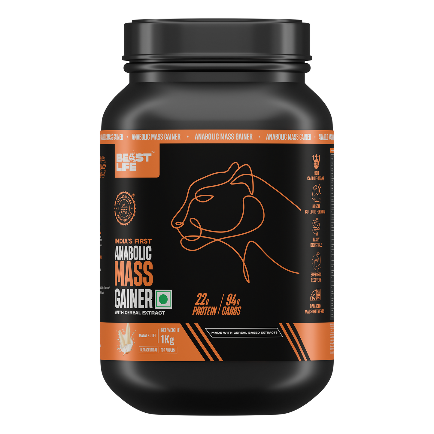 Malai Kulfi Anabolic Mass Gainer with Ultrasorb Tech (No Maltodextrin) | 1kg