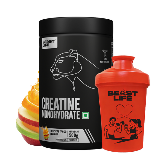BeastLife Valentine’s Limited Couple Combo | Bold Shaker Red 500ML + Creatine Monohydrate Tropical Tango 500g