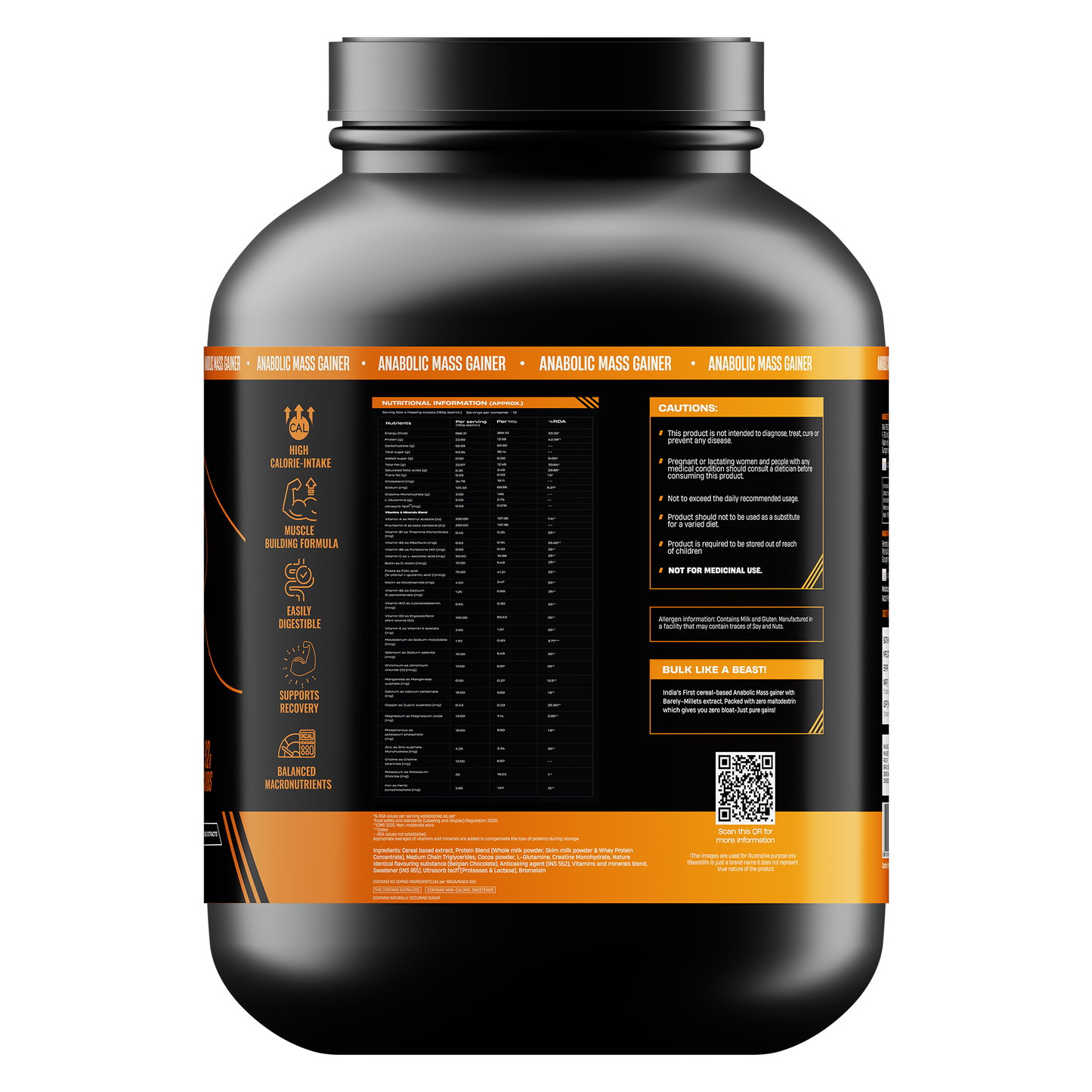 Anabolic Mass Gainer with Ultrasorb Tech (No Maltodextrin) | 2.5kg