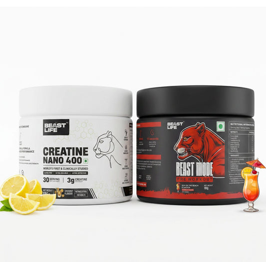 Combo pack | Creatine Nano 400 | Shikanji | 115 g + Preworkout | Sex On The Beach | 105 g